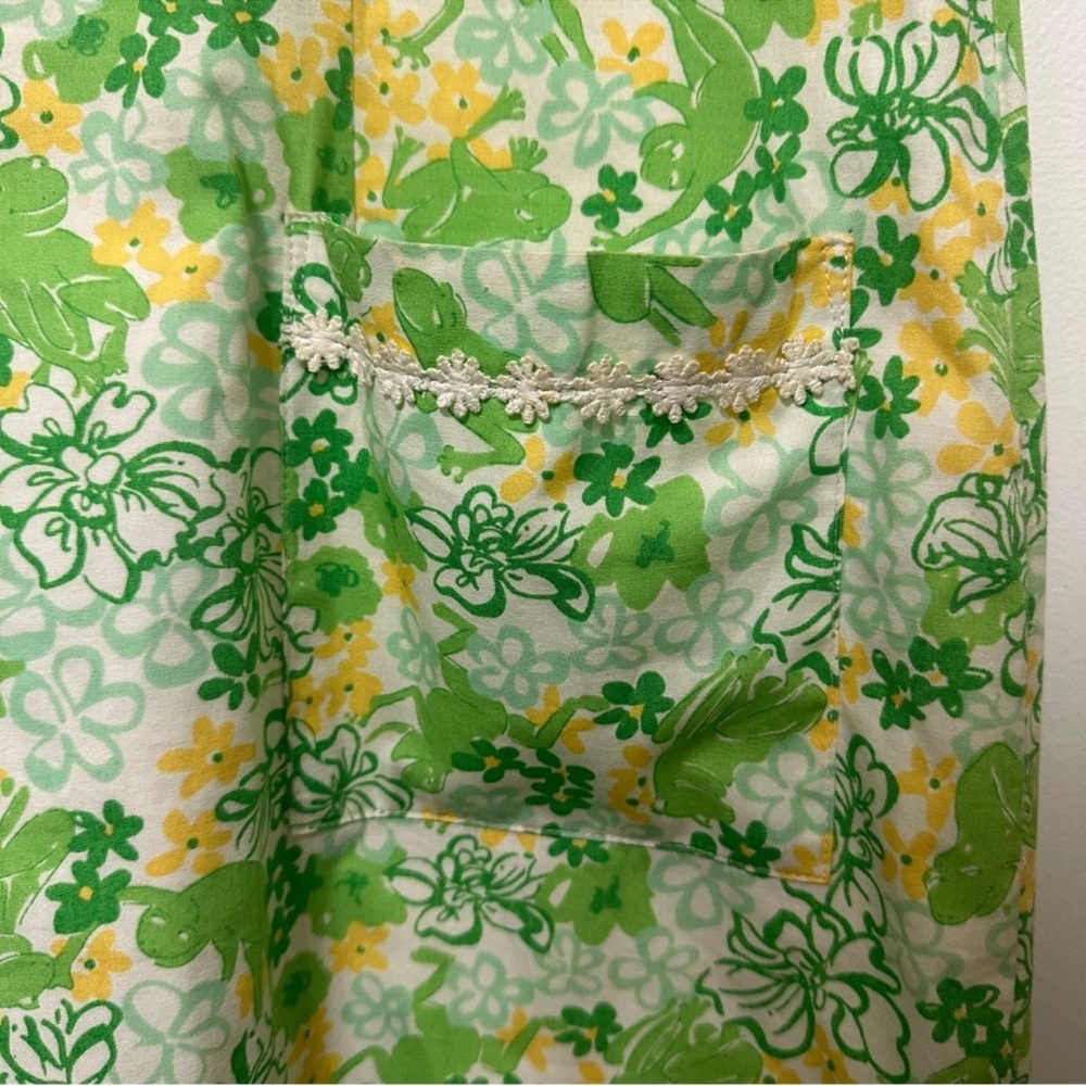 Lilly Pulitzer frog shift dress vintage white tag green yellow white cotton - Picture 3 of 8
